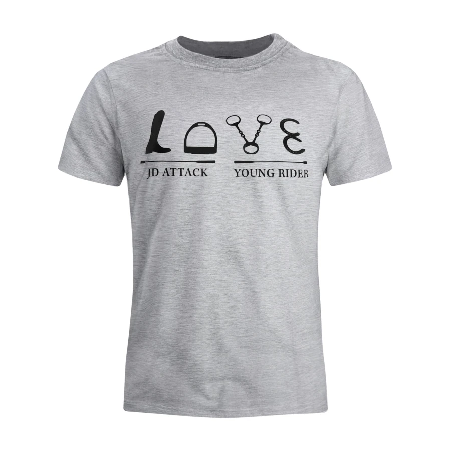 Dziecięcy szary t-shirt z motywem jeździeckim JD ATTACK